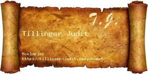 Tillinger Judit névjegykártya